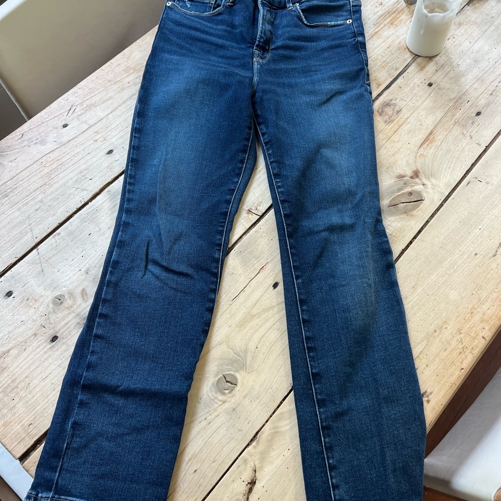 Good American Dark Blue Straight Leg Jeans